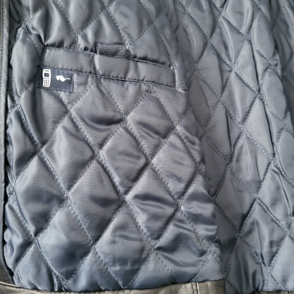 Dockers Men’s XXL Classic 100% Genuine Black Leather Zip Front Collar Jacket EUC - Picture 7 of 11